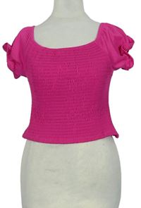 Dámské neonově růžové žabičkové crop tričko Select 