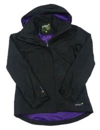 Černo-fialová jarní šusťáková outdoorová bunda s kapucí Gelert
