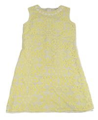 Žluto-bílé květinové šaty s kamínky River Island