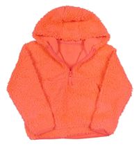 Neonově růžová huňatá propínací mikina s kapucí Dunnes