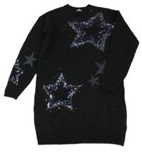 Nové- Černé třpytivé pletené šaty s hvězdičkami z flitrů next