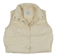 Světlebéžová koženková crop zateplená vesta Primark