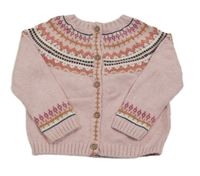 Světlerůžový propínací svetr se vzorem Next