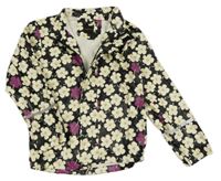 Černá květinová nepromokavá bunda 