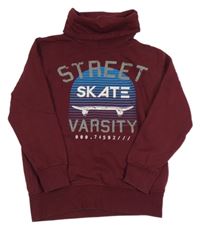 Mahagonová mikina s potiskem a komínovým límcem Yigga