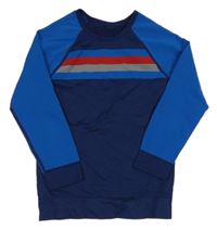 Tmavomodro-modré funkční triko s proužky Crivit