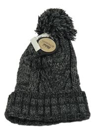 Nové - Šedo-černá melírovaná čepice s bambulí Rebel vel.122-158