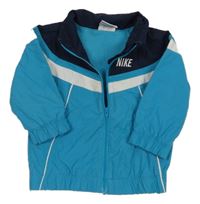 Tmavomodro-bílo-azurová jarní bunda s logem Nike