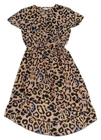 Světlerůžovo-barevné šaty s leopardím vzorem D-zine