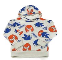 Bílá mikina se Sonicem a kapucí Primark