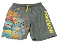 Khaki barevné plážové kraťasy Pokémon 