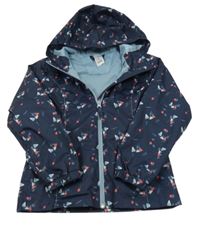 Tmavomodrá šusťáková jarní bunda s horami Decathlon