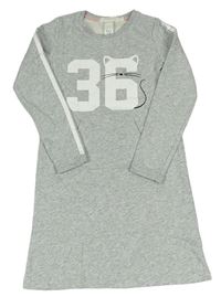 Světlešedé teplákové šaty s číslem H&M