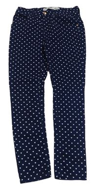Tmavomodré srdíčkované skinny rifle Denim 