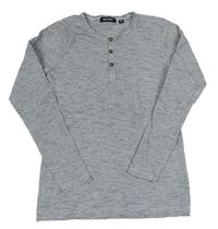 Tmavomodro-bílé pruhované triko s knoflíčky 