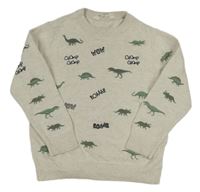Světlebéžový svetr s dinosaury H&M