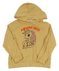 Béžová mikina s jednorožcem a kapucí H&M