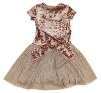 Starorůžové sametové šaty s třpytivou sukní Next