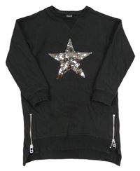 Antracitové teplákové šaty s hvězdou z flitrů Next