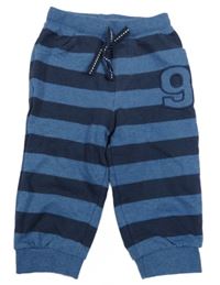 Tmavomodro-modré pruhované tepláky s číslem Topomini