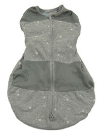 Šedý bavlněný spací pytel s hvězdami a zavinovačkou