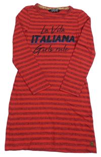 Červeno-černé pruhované úpletové šaty s nápisem Vingino