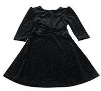 Černé sametové třpytivé šaty Dopodopo