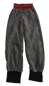 Tmavošedé žebrované sametové tepláky