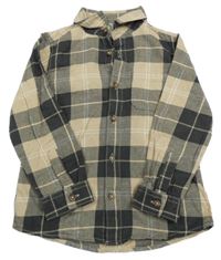 Béžovo-tmavošedá kostkovaná košile Tu