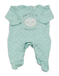 Mentolový puntíkatý overal se sluníčkem a nápisem C&A