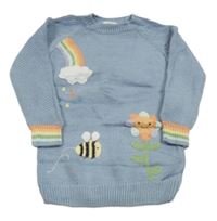 Světlemodré svetrové šaty s obrázky Next