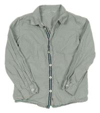 Bílo-tmavomodro-zelená vzorovaná košile 