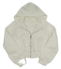 Bílá propínací crop mikina s kapucí shein