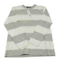 Nové - Bílo-šedé pruhované triko George