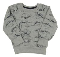 Šedá melírovaná mikina s dinosaury Kiki&Koko