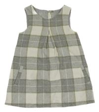 Šedo-bílé kostkované vlněné šaty Nutmeg