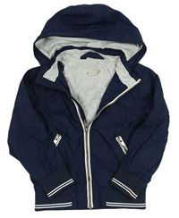 Tmavomodrá šusťáková jarní bunda s kapucí H&M
