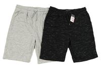 2x - Šedé + antracitové melírované teplákové kraťasy Primark