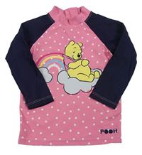 Růžovo-tmavomodré UV triko s medvídkem Pú Disney