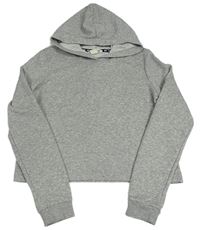 Šedá melírovaná crop mikina s kapucí zn. H&M