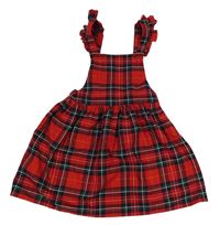 Červeno-tmavomodré kostkované šaty s volánky H&M