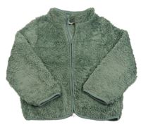 Khaki chlupatá propínací mikina H&M