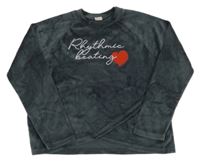 Šedá sametová mikina s nápisem a srdíčkem zn. Shein