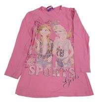 Růžová tunika s Frozen a kamínky 