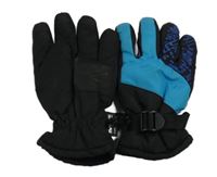 Černo-tyrkysové šusťákové prstové zimní rukavice 