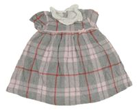 Šedo-růžové kostkované plátěné šaty s límečkem Nutmeg