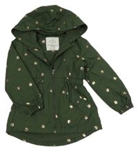 Tmavozelená šusťáková jarní parka s kytičkami a kapucí George 