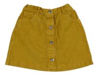 Hořčicová manšestrová propínací sukně F&F