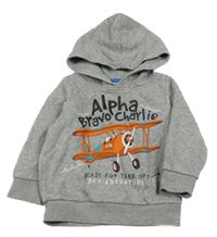 Šedá mikina s letadlem a kapucí C&A