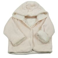 Světlerůžovo-bílý pruhovaný sametový zateplený kabátek s kapucí M&S